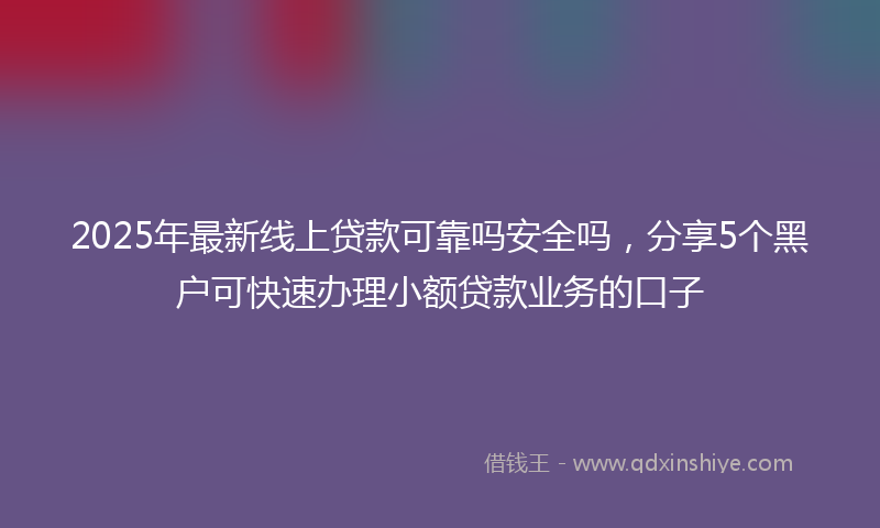 2025年最新线上贷款可靠吗安全吗，分享5个黑户可快速办理小额贷款业务的口子