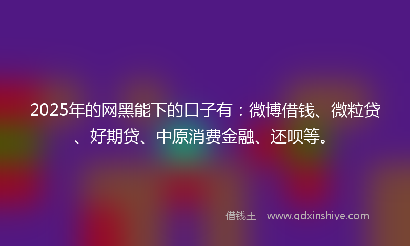 2025年的网黑能下的口子有：微博借钱、微粒贷、好期贷、中原消费金融、还呗等。