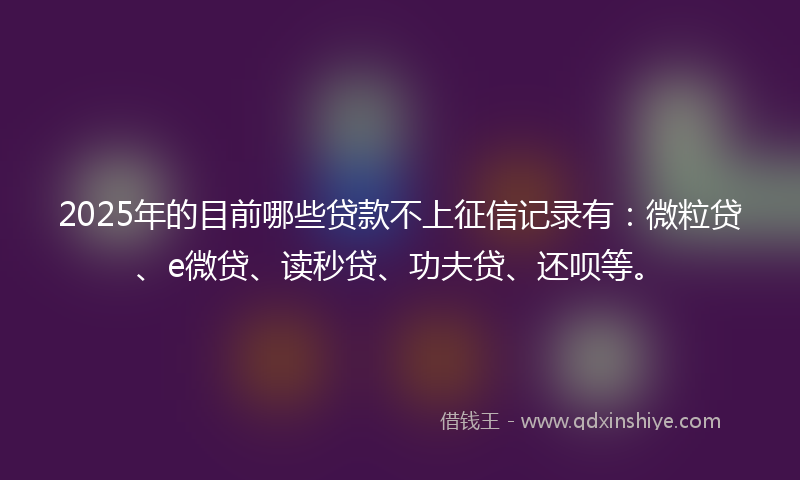 2025年的目前哪些贷款不上征信记录有：微粒贷、e微贷、读秒贷、功夫贷、还呗等。