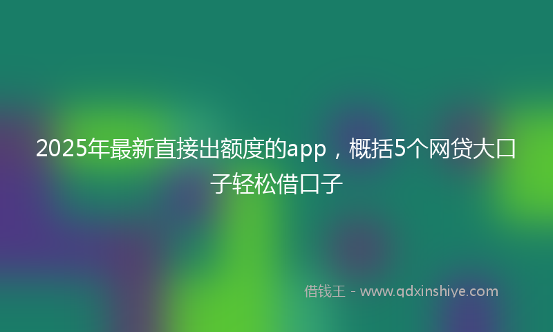2025年最新直接出额度的app，概括5个网贷大口子轻松借口子