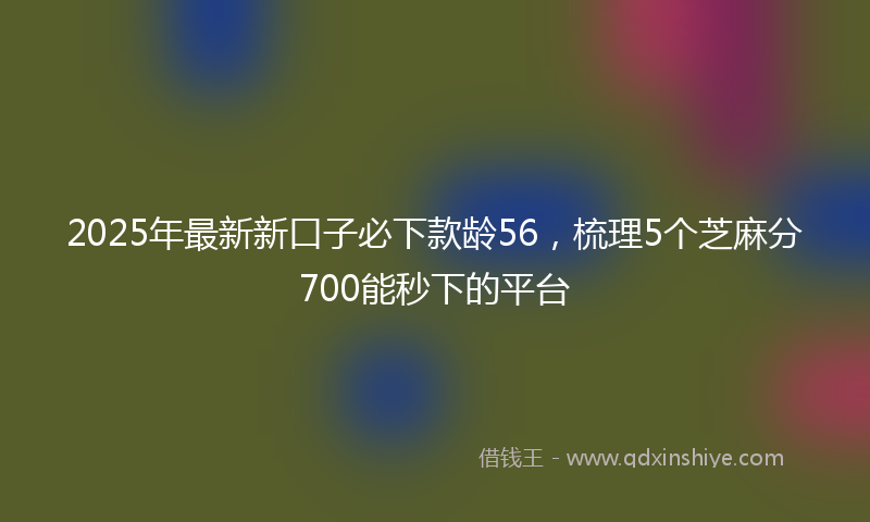 2025年最新新口子必下款龄56，梳理5个芝麻分700能秒下的平台
