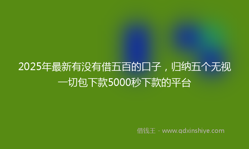 2025年最新有没有借五百的口子，归纳五个无视一切包下款5000秒下款的平台