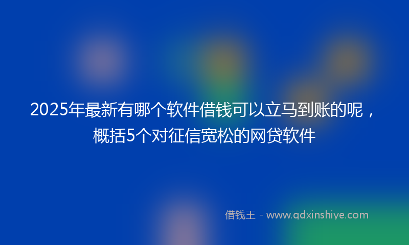 2025年最新有哪个软件借钱可以立马到账的呢，概括5个对征信宽松的网贷软件