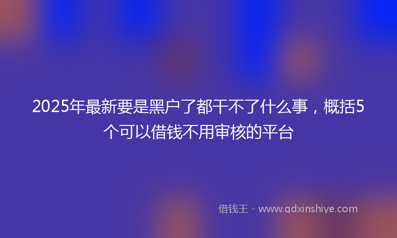 2025年最新要是黑户了都干不了什么事，概括5个可以借钱不用审核的平台