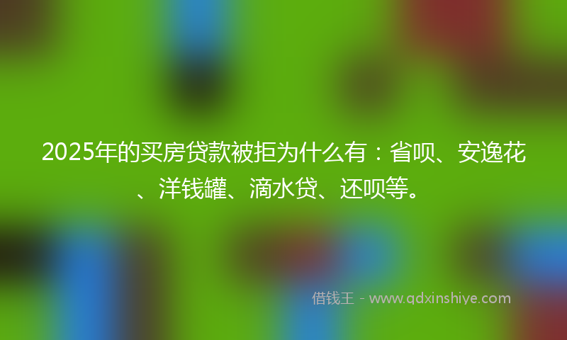 2025年的买房贷款被拒为什么有：省呗、安逸花、洋钱罐、滴水贷、还呗等。