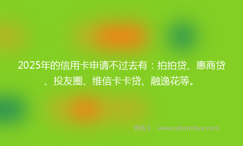 2025年的信用卡申请不过去有：拍拍贷、惠商贷、投友圈、维信卡卡贷、融逸花等。