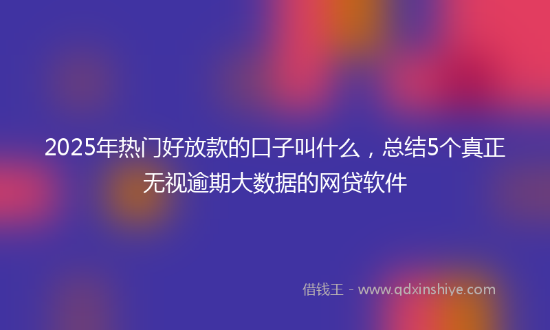 2025年热门好放款的口子叫什么，总结5个真正无视逾期大数据的网贷软件