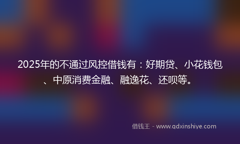 2025年的不通过风控借钱有：好期贷、小花钱包、中原消费金融、融逸花、还呗等。