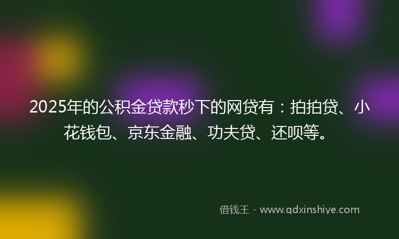 2025年的公积金贷款秒下的网贷有：拍拍贷、小花钱包、京东金融、功夫贷、还呗等。