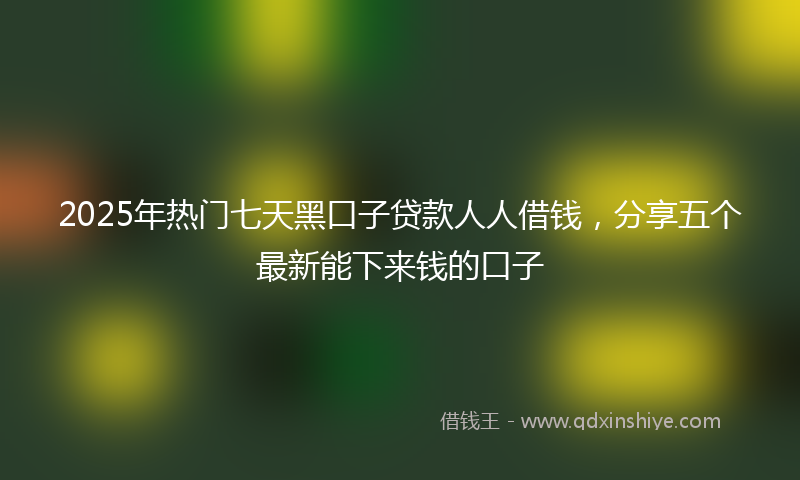 2025年热门七天黑口子贷款人人借钱，分享五个最新能下来钱的口子