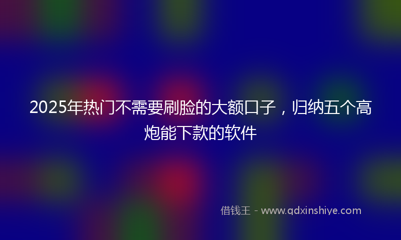 2025年热门不需要刷脸的大额口子，归纳五个高炮能下款的软件