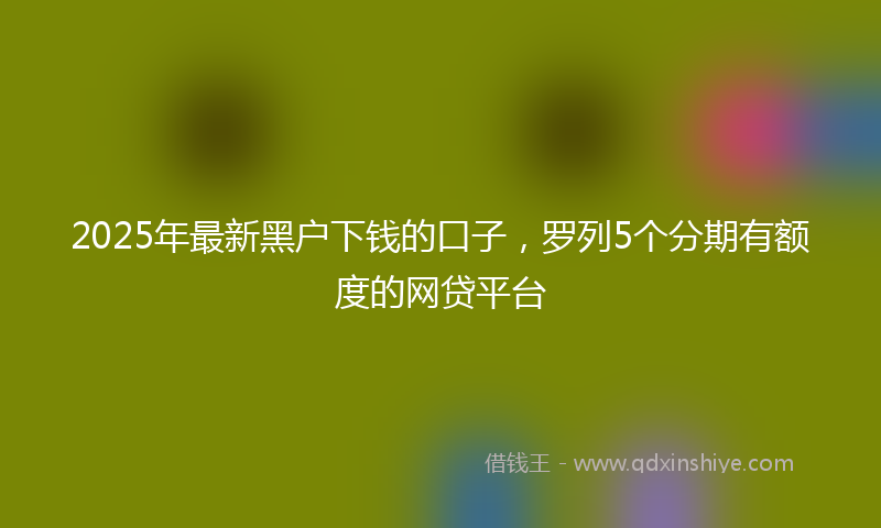 2025年最新黑户下钱的口子，罗列5个分期有额度的网贷平台