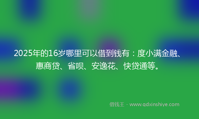 2025年的16岁哪里可以借到钱有：度小满金融、惠商贷、省呗、安逸花、快贷通等。