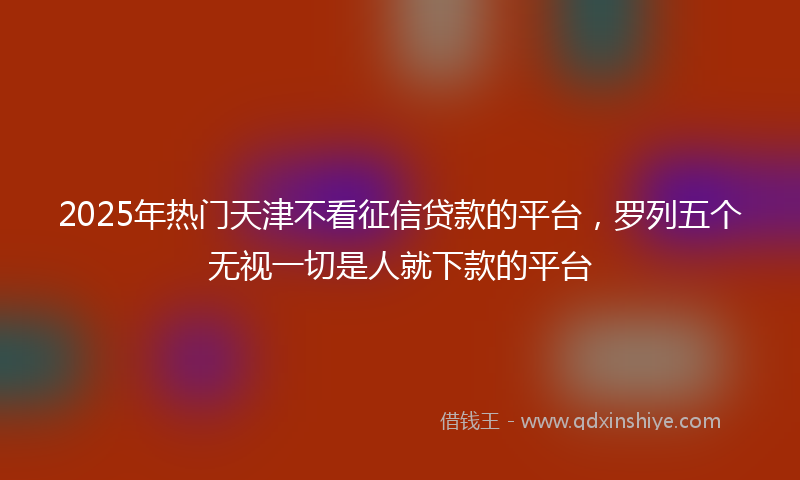 2025年热门天津不看征信贷款的平台，罗列五个无视一切是人就下款的平台