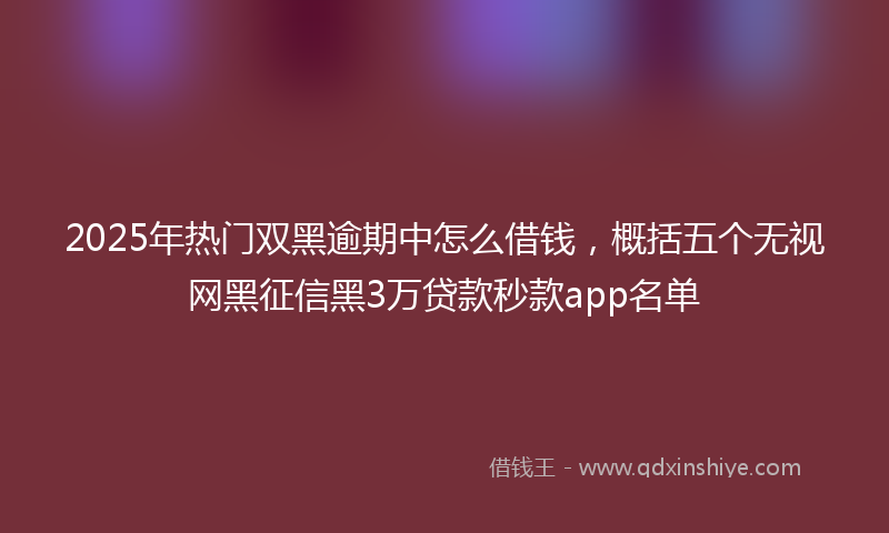 2025年热门双黑逾期中怎么借钱，概括五个无视网黑征信黑3万贷款秒款app名单