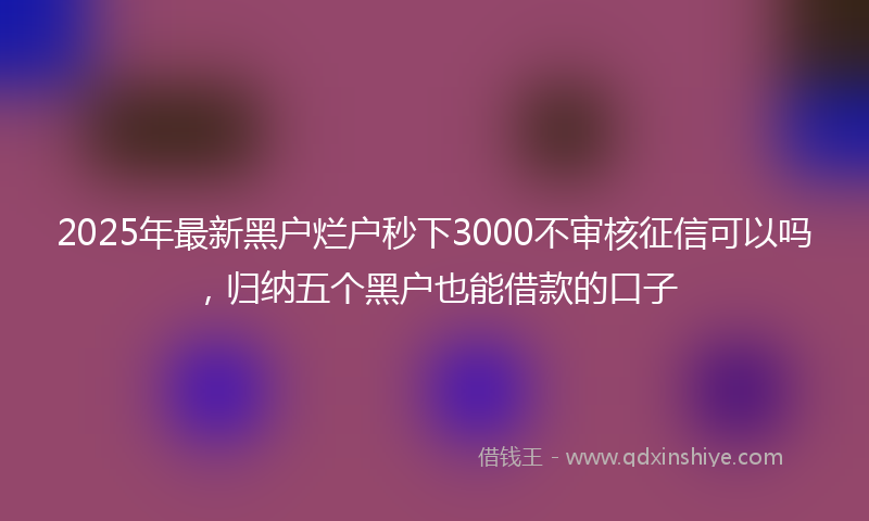 2025年最新黑户烂户秒下3000不审核征信可以吗，归纳五个黑户也能借款的口子