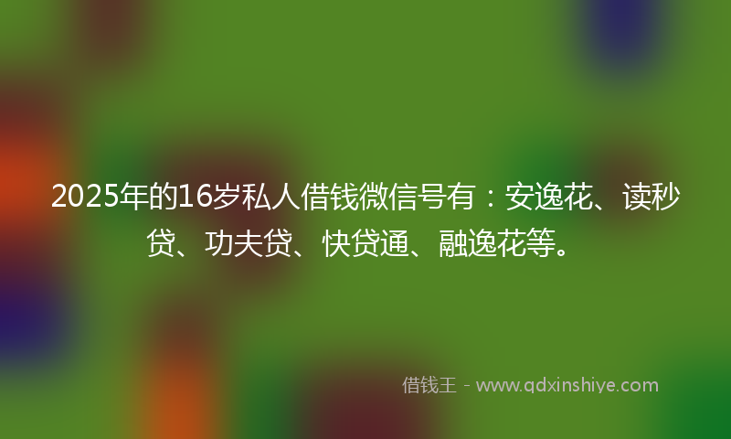2025年的16岁私人借钱微信号有：安逸花、读秒贷、功夫贷、快贷通、融逸花等。