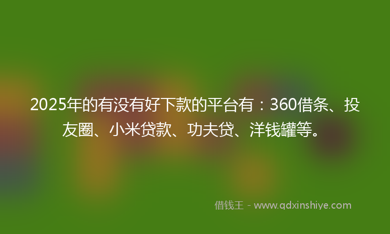 2025年的有没有好下款的平台有：360借条、投友圈、小米贷款、功夫贷、洋钱罐等。
