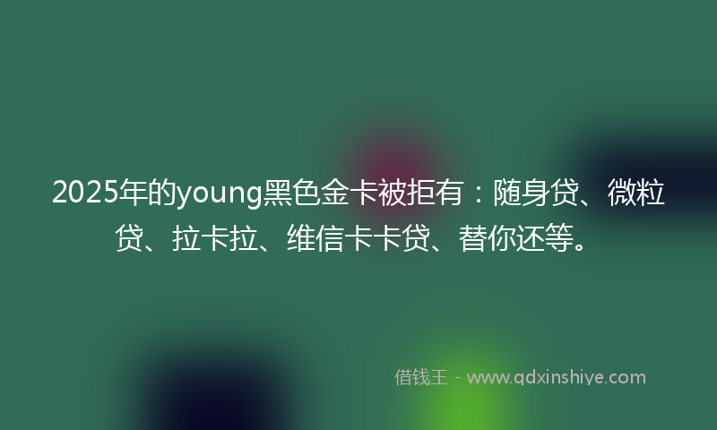 2025年的young黑色金卡被拒有：随身贷、微粒贷、拉卡拉、维信卡卡贷、替你还等。