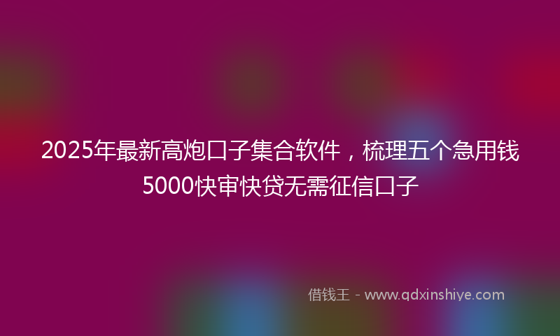 2025年最新高炮口子集合软件，梳理五个急用钱5000快审快贷无需征信口子