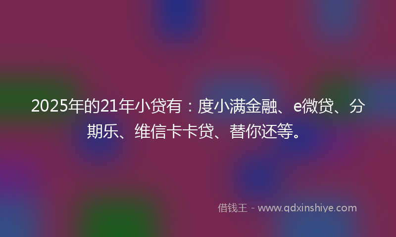 2025年的21年小贷有：度小满金融、e微贷、分期乐、维信卡卡贷、替你还等。