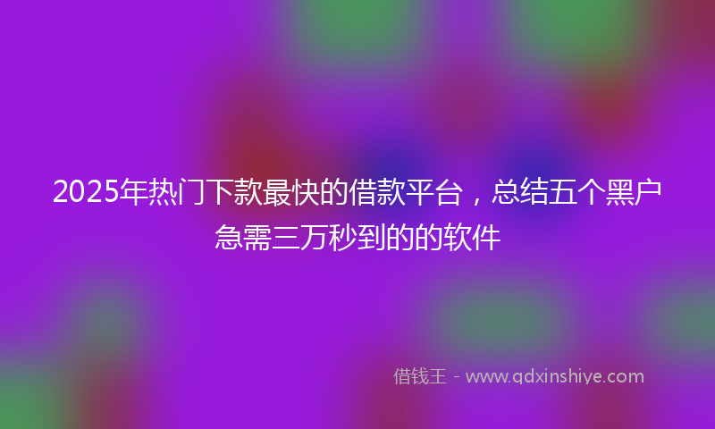 2025年热门下款最快的借款平台，总结五个黑户急需三万秒到的的软件