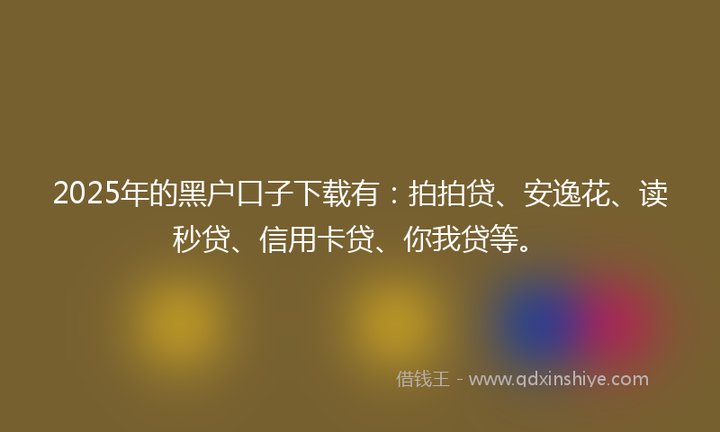 2025年的黑户口子下载有：拍拍贷、安逸花、读秒贷、信用卡贷、你我贷等。