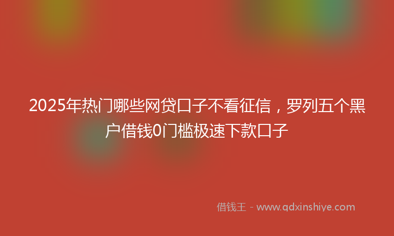 2025年热门哪些网贷口子不看征信，罗列五个黑户借钱0门槛极速下款口子