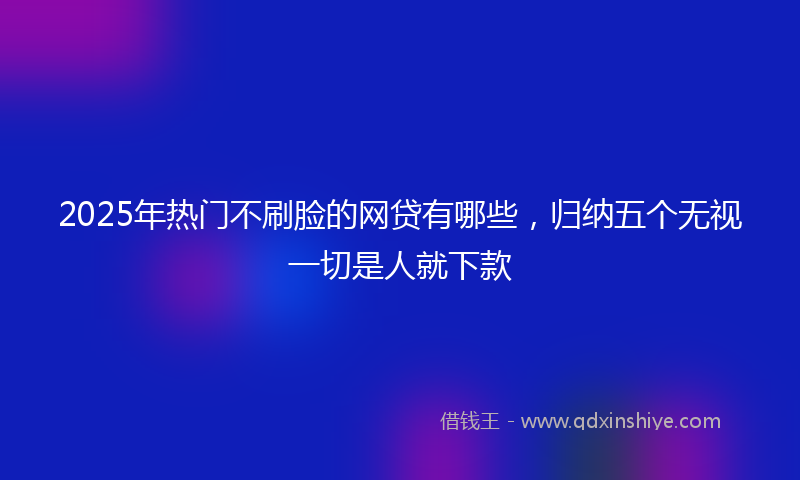 2025年热门不刷脸的网贷有哪些，归纳五个无视一切是人就下款