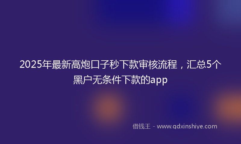 2025年最新高炮口子秒下款审核流程，汇总5个黑户无条件下款的app