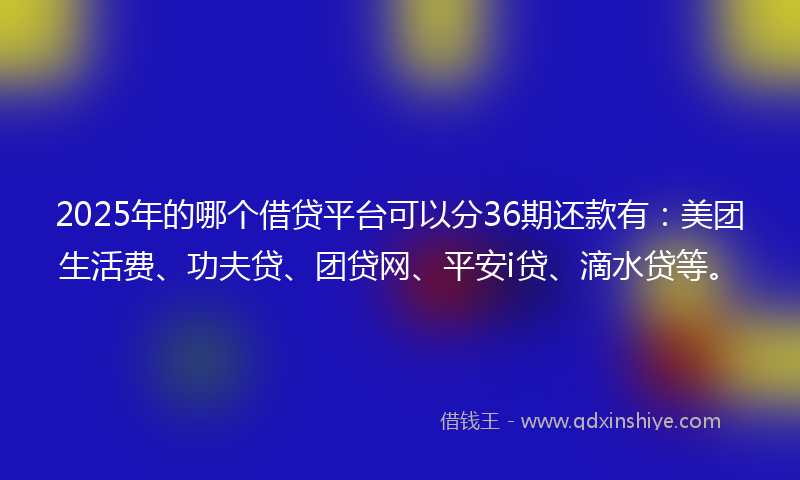 2025年的哪个借贷平台可以分36期还款有：美团生活费、功夫贷、团贷网、平安i贷、滴水贷等。