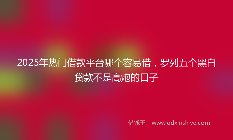 2025年热门借款平台哪个容易借，罗列五个黑白贷款不是高炮的口子