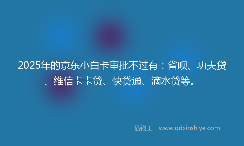2025年的京东小白卡审批不过有：省呗、功夫贷、维信卡卡贷、快贷通、滴水贷等。