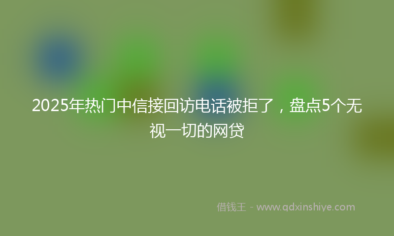2025年热门中信接回访电话被拒了，盘点5个无视一切的网贷