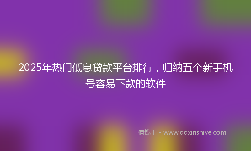 2025年热门低息贷款平台排行，归纳五个新手机号容易下款的软件
