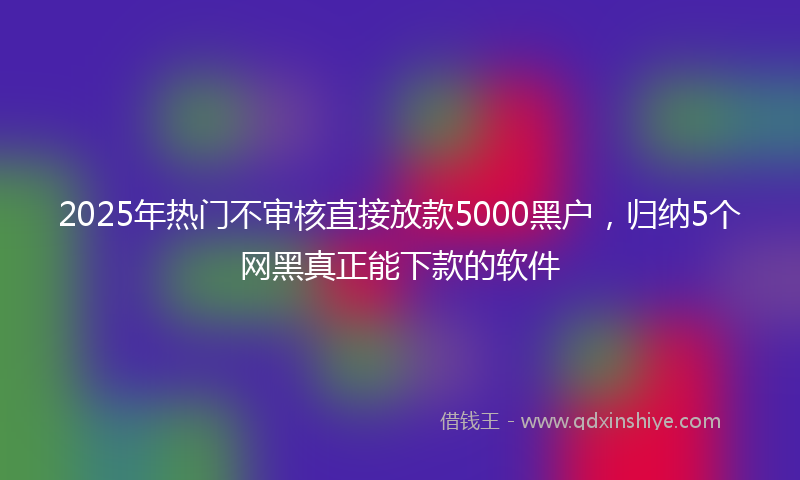 2025年热门不审核直接放款5000黑户，归纳5个网黑真正能下款的软件