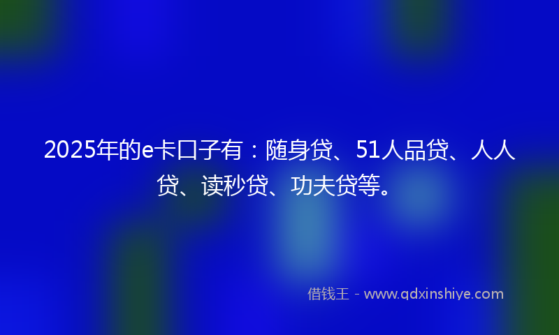 2025年的e卡口子有：随身贷、51人品贷、人人贷、读秒贷、功夫贷等。