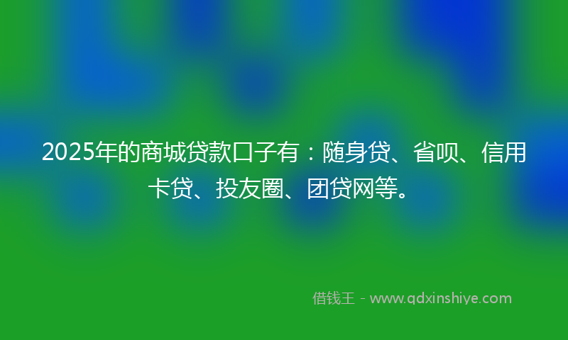 2025年的商城贷款口子有：随身贷、省呗、信用卡贷、投友圈、团贷网等。