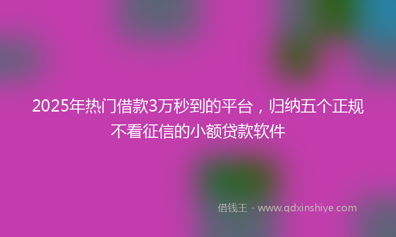 2025年热门借款3万秒到的平台，归纳五个正规不看征信的小额贷款软件