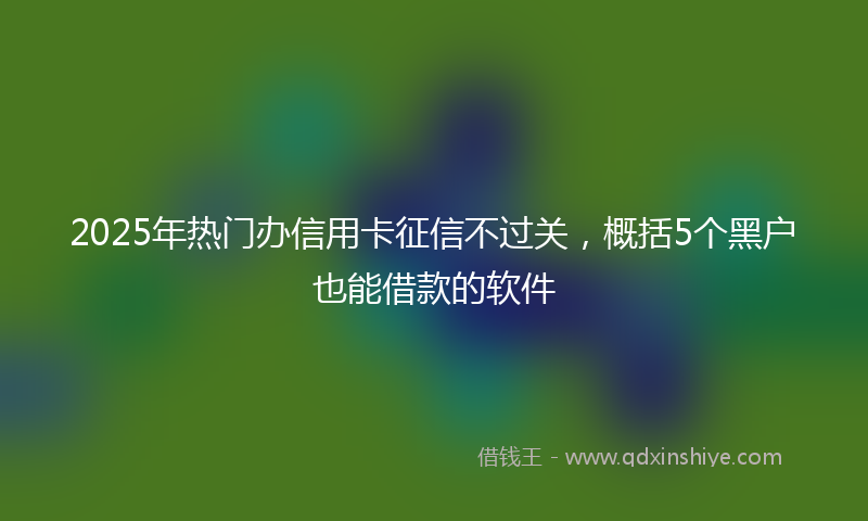 2025年热门办信用卡征信不过关，概括5个黑户也能借款的软件