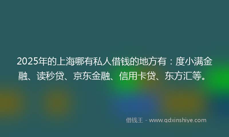2025年的上海哪有私人借钱的地方有：度小满金融、读秒贷、京东金融、信用卡贷、东方汇等。