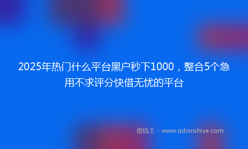 2025年热门什么平台黑户秒下1000，整合5个急用不求评分快借无忧的平台