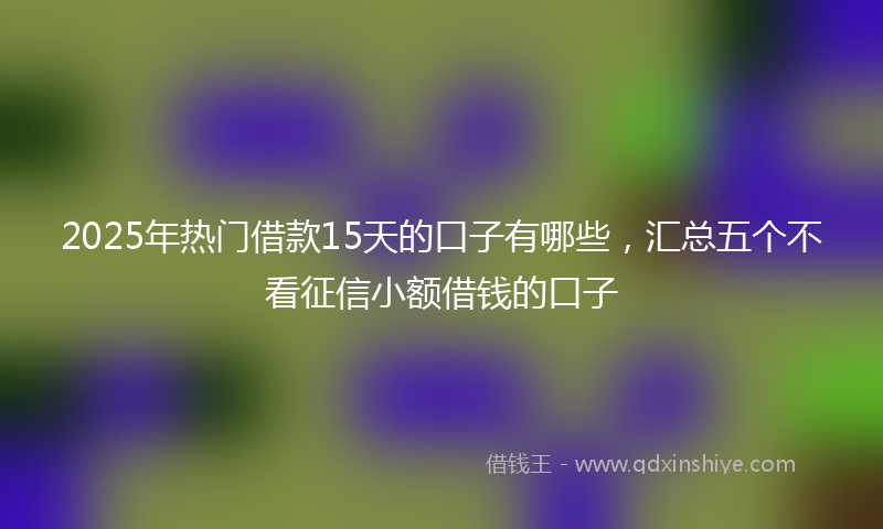 2025年热门借款15天的口子有哪些，汇总五个不看征信小额借钱的口子