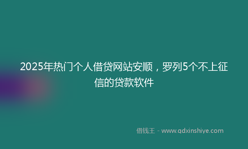 2025年热门个人借贷网站安顺，罗列5个不上征信的贷款软件