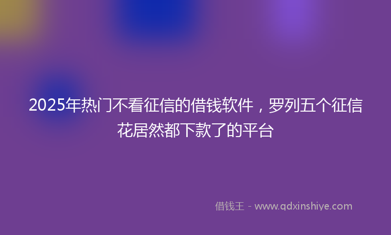 2025年热门不看征信的借钱软件，罗列五个征信花居然都下款了的平台