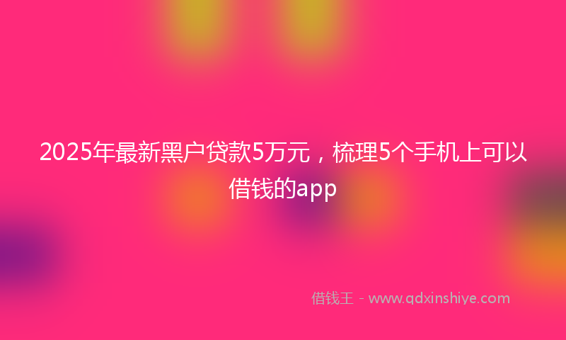2025年最新黑户贷款5万元，梳理5个手机上可以借钱的app