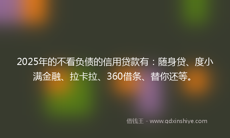 2025年的不看负债的信用贷款有：随身贷、度小满金融、拉卡拉、360借条、替你还等。