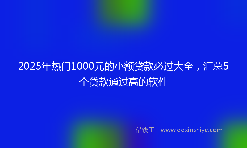 2025年热门1000元的小额贷款必过大全，汇总5个贷款通过高的软件