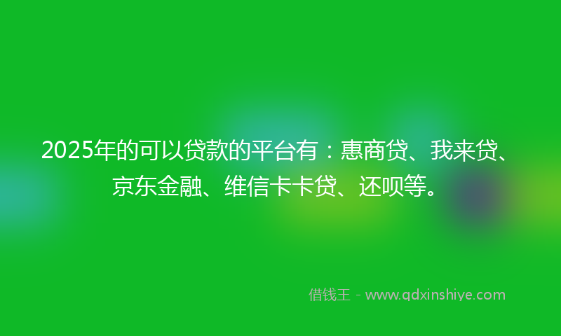 2025年的可以贷款的平台有：惠商贷、我来贷、京东金融、维信卡卡贷、还呗等。