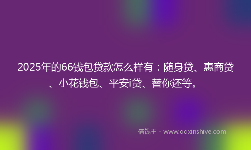 2025年的66钱包贷款怎么样有：随身贷、惠商贷、小花钱包、平安i贷、替你还等。